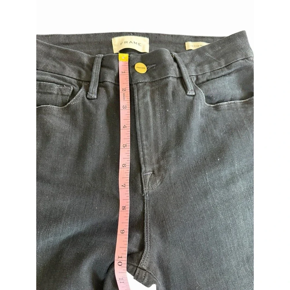 Frame Le Crop Mini Boot Jeans Women 28 Black High Rise Denim Cropped Flare 70s